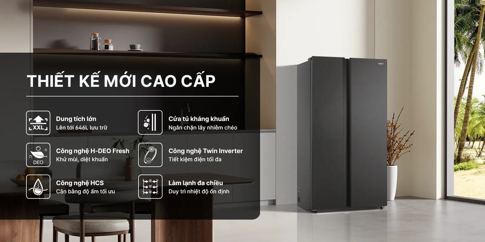 Tủ lạnh Aqua inverter 646L AQR-S682XA(BL)